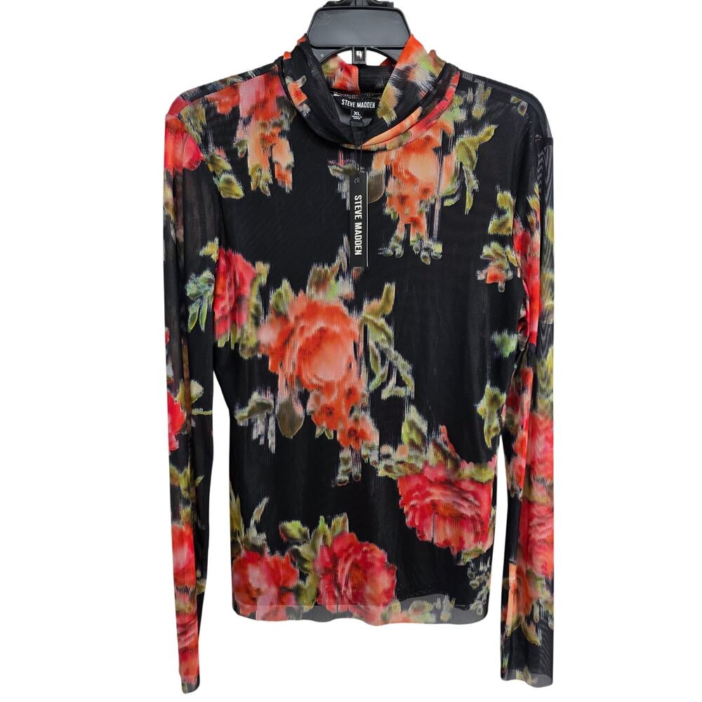 Steve Madden NEW Fiona Top Faded Rose Black Pink Size XL